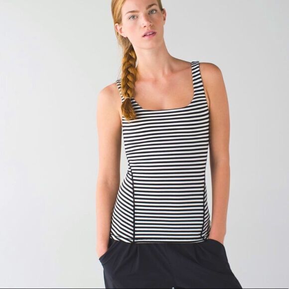 Lululemon Amala Black & White Striped Tank top 6 - Picture 1 of 11